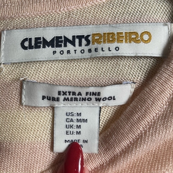 Clements Ribeiro Sweater Extra Fine Merino Wool Jumper Polka Dot Striped Pink - Picture 6 of 6